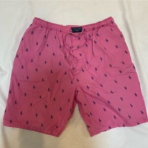 Polo Ralph Lauren Pink Cotton Sleep Shorts With Pockets  Men L Logo Pull On READ